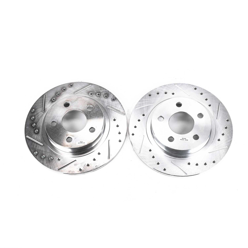 Buick Park Avenue Brake Rotors (2) - Rear - PowerStop - Evolution Drilled & Slotted - Silver - `03-`05