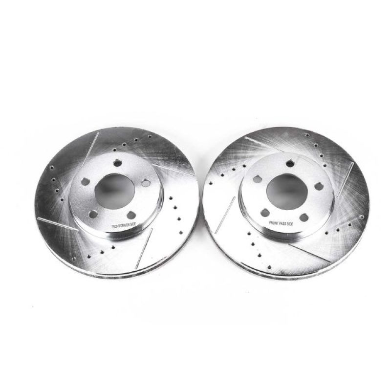 Buick Rendezvous Brake Rotors (2) - Front - PowerStop - Evolution Drilled & Slotted - Silver - `02-`06