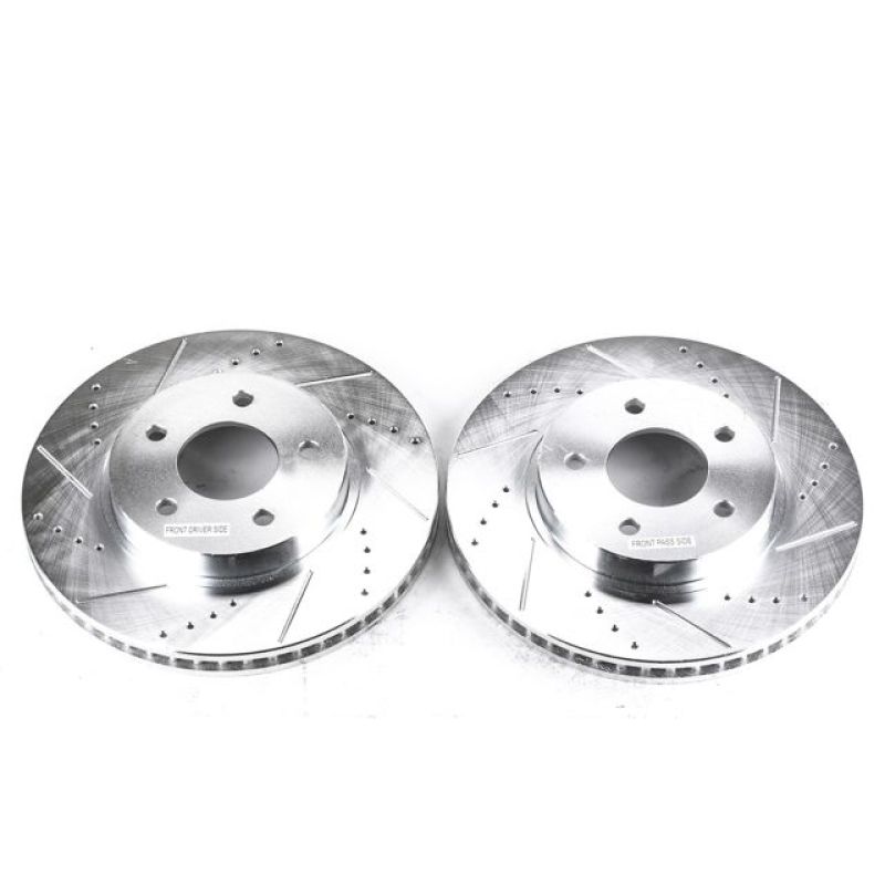 Chevrolet Equinox Brake Rotors (2) - Front - PowerStop - Evolution Drilled & Slotted - Silver - `05-`06