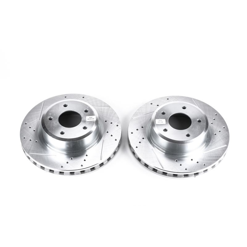 Pontiac GTO Brake Rotors (2) - Front - PowerStop - Evolution Drilled & Slotted - Silver Zinc - `05-`06