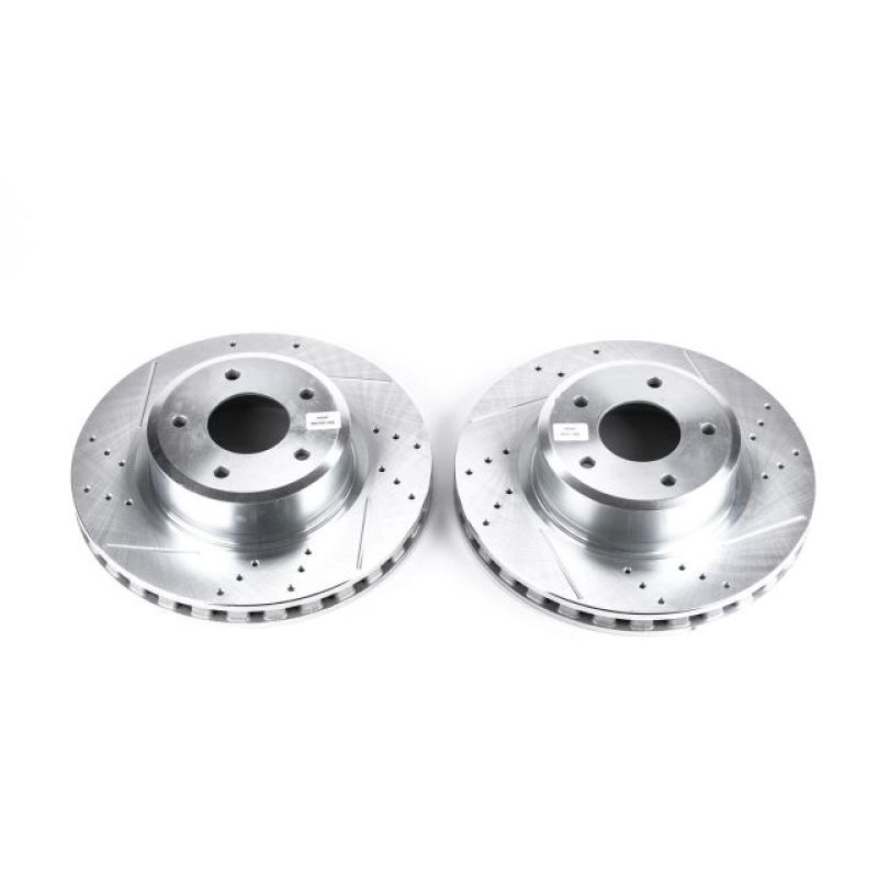 Pontiac GTO Brake Rotors (2) - Front - PowerStop - Evolution Drilled & Slotted - Silver Zinc - `05-`06