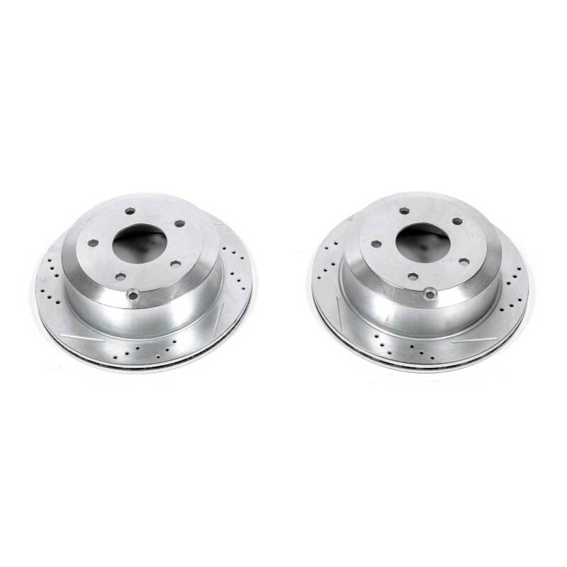 Pontiac GTO Brake Rotors (2) - Rear - PowerStop - Evolution Drilled & Slotted - Silver - `05-`06