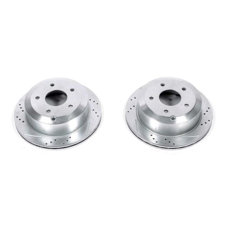 Pontiac GTO Brake Rotors (2) - Rear - PowerStop - Evolution Drilled & Slotted - Silver - `05-`06