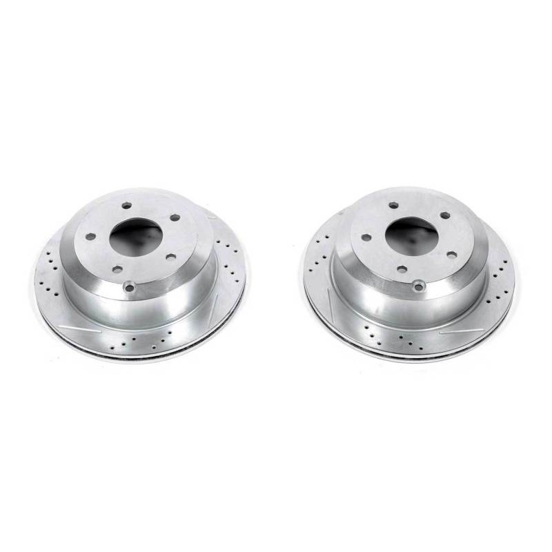 Pontiac GTO Brake Rotors (2) - Rear - PowerStop - Evolution Drilled & Slotted - Silver - `05-`06