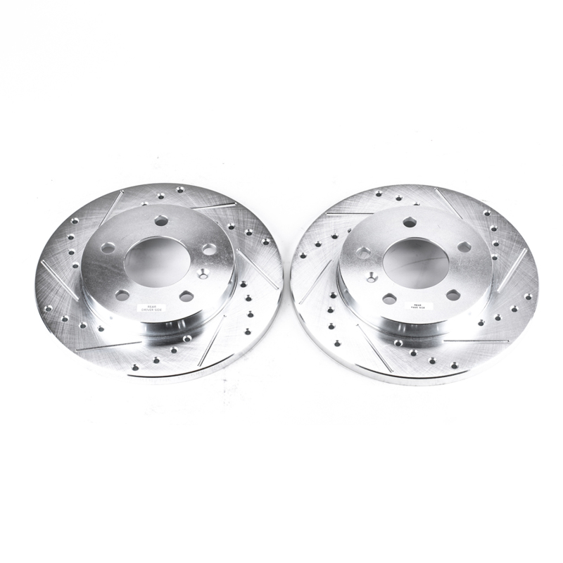 Buick Allure Brake Rotors (2) - Rear - PowerStop - Evolution Drilled & Slotted - Silver - `05-`09
