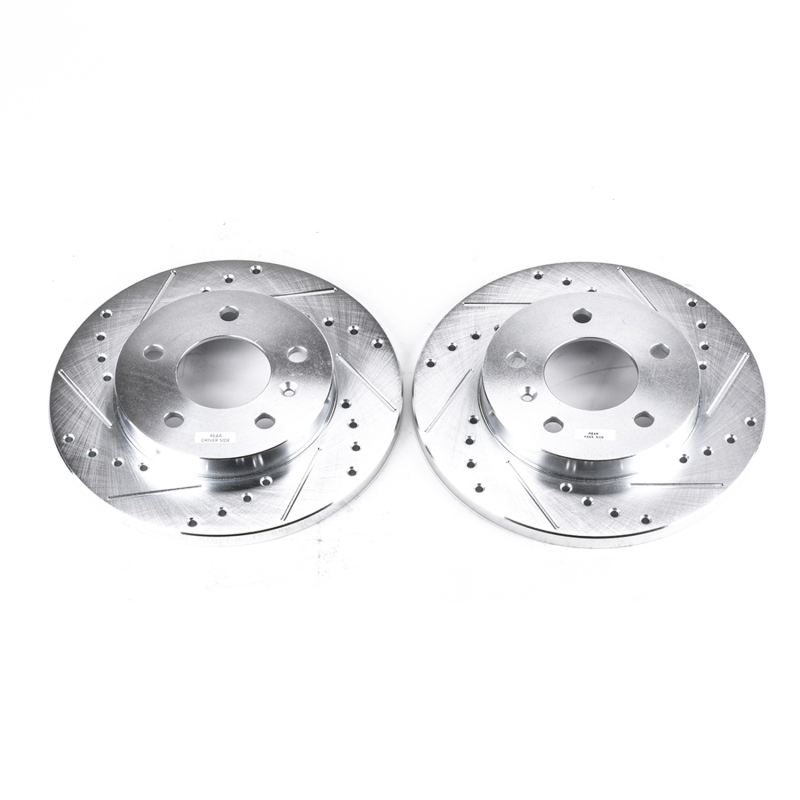 Buick Allure Brake Rotors (2) - Rear - PowerStop - Evolution Drilled & Slotted - Silver - `05-`09