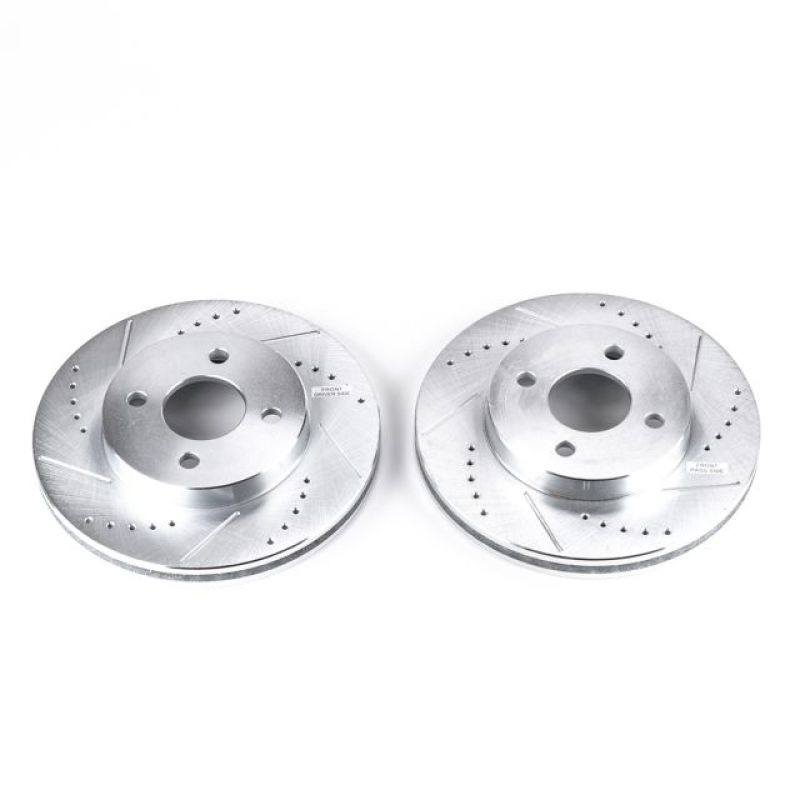 Chevrolet Cobalt Brake Rotors (2) - Front - PowerStop - Evolution Drilled & Slotted - Silver - `05-`10