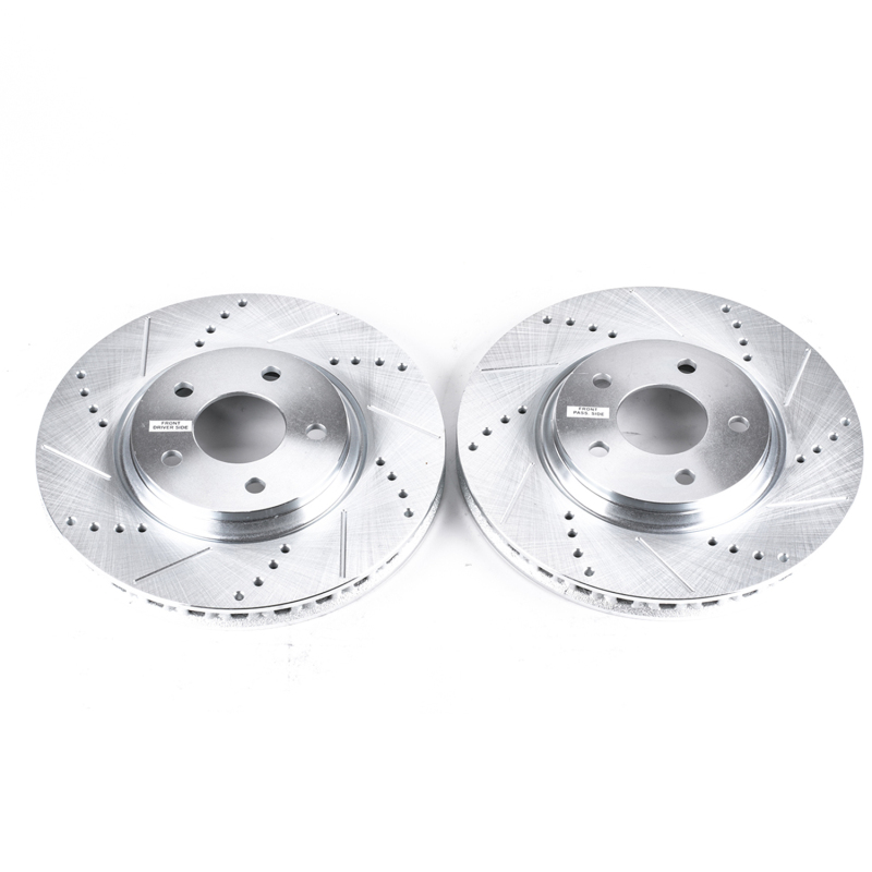 Chevrolet Cobalt Brake Rotors (2) - Front - PowerStop - Evolution Drilled & Slotted - Silver - `05-`08