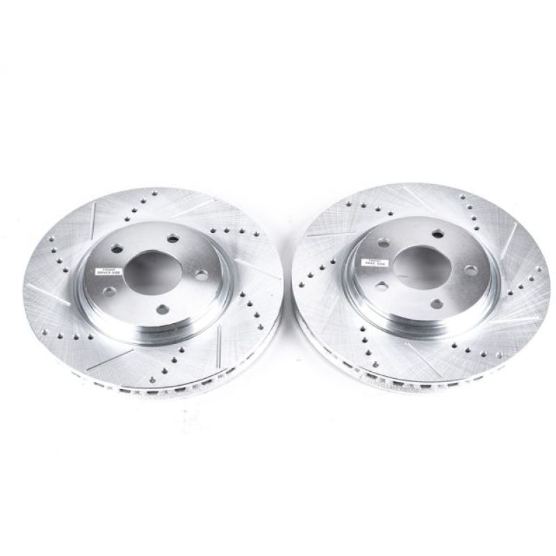 Chevrolet Cobalt Brake Rotors (2) - Front - PowerStop - Evolution Drilled & Slotted - Silver - `05-`08