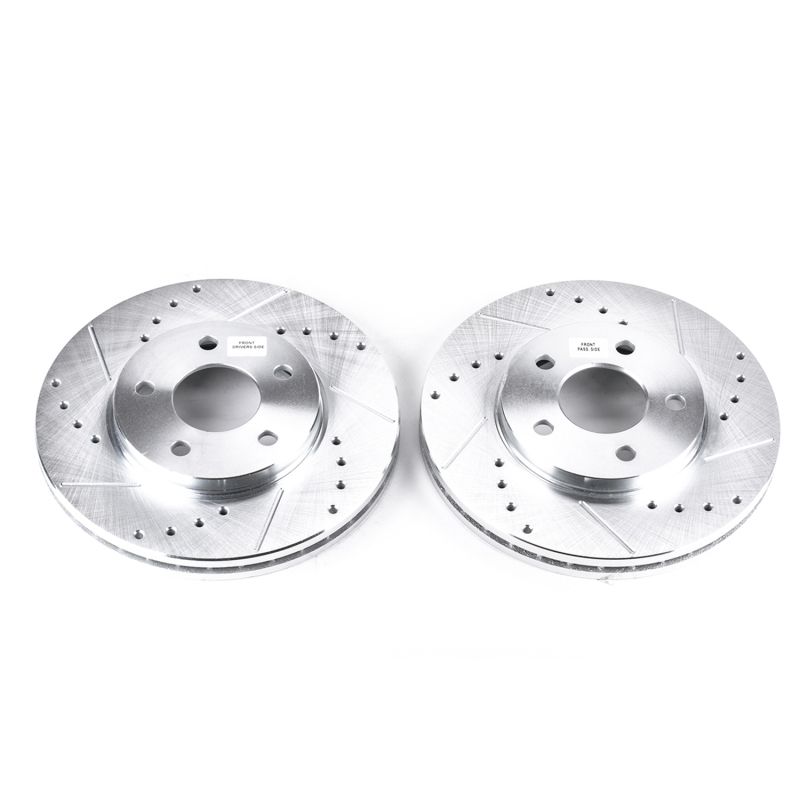 Chevrolet Malibu Brake Rotors (2) - Front - PowerStop - Evolution Drilled & Slotted - Silver - `04-`08