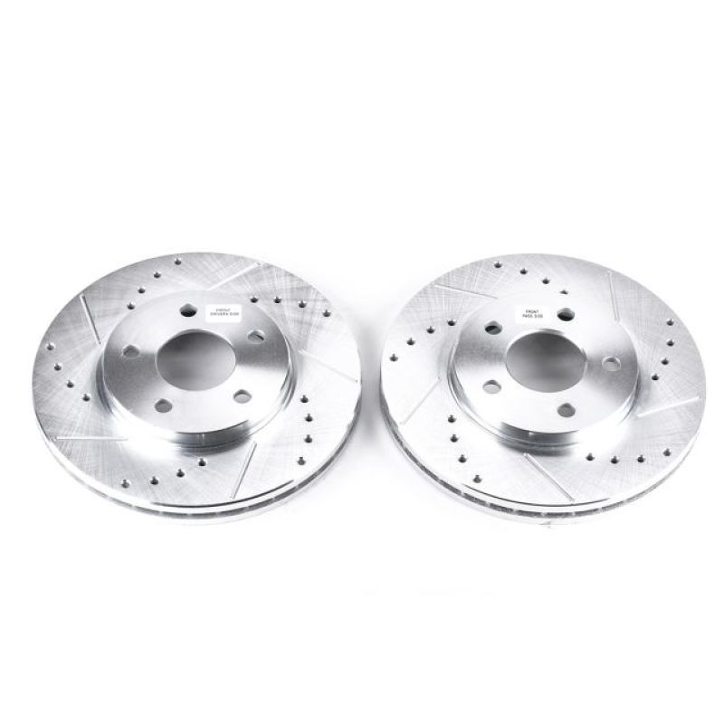 Chevrolet Malibu Brake Rotors (2) - Front - PowerStop - Evolution Drilled & Slotted - Silver - `04-`08