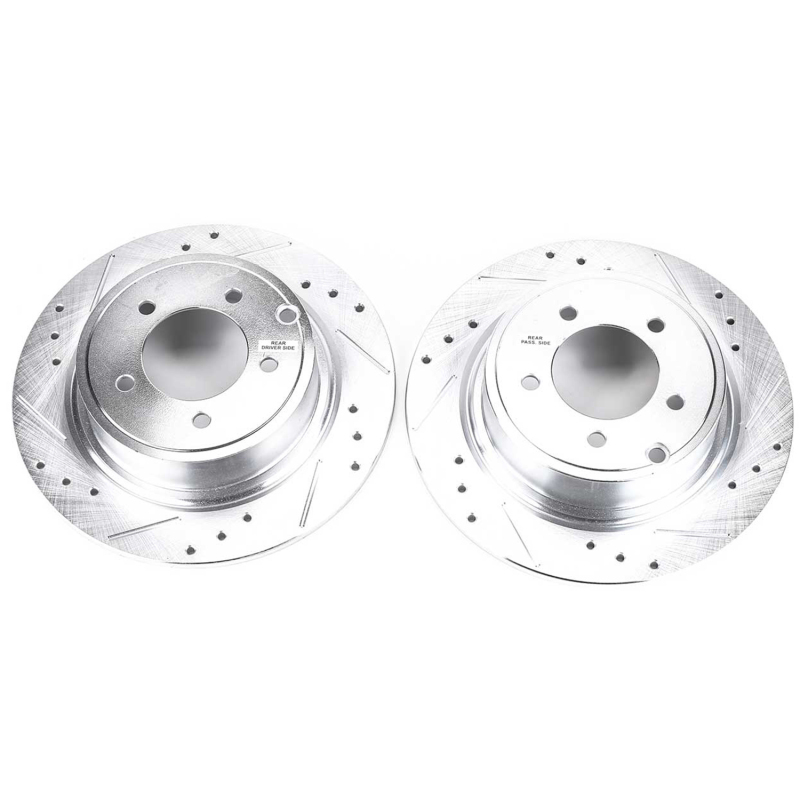 Mitsubishi Outlander Sport Brake Rotor (2) - Rear - PowerStop - Evolution Drilled & Slotted - Silver Zinc Plated - `11-`12