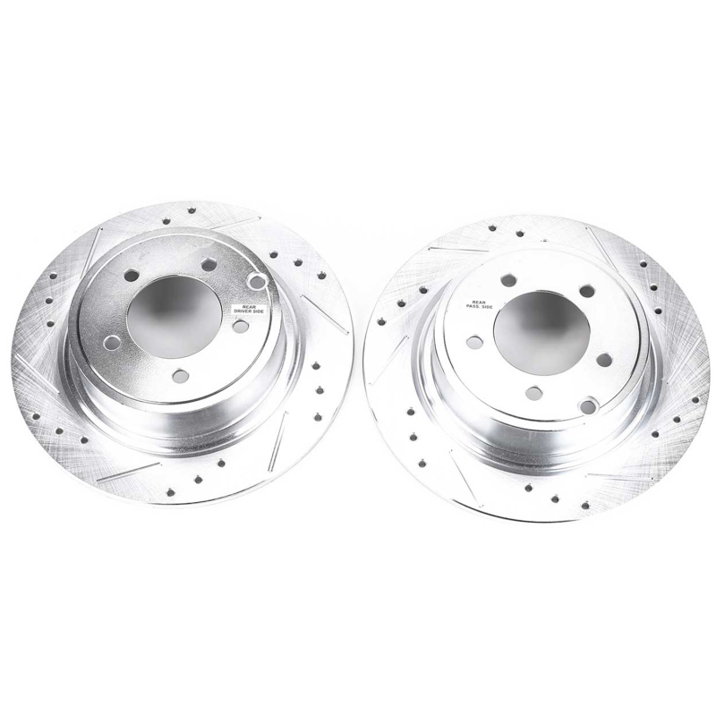 Mitsubishi Outlander Sport Brake Rotor (2) - Rear - PowerStop - Evolution Drilled & Slotted - Silver Zinc Plated - `11-`12