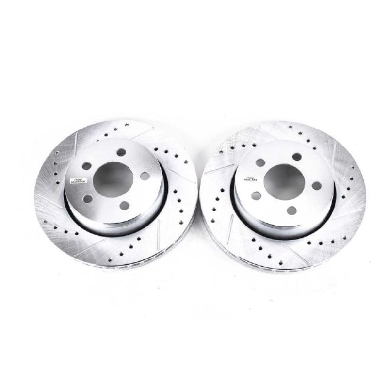 Dodge Nitro Brake Rotors (2) - Front - PowerStop - Evolution Drilled & Slotted Zinc Plated - Silver - `07-`11