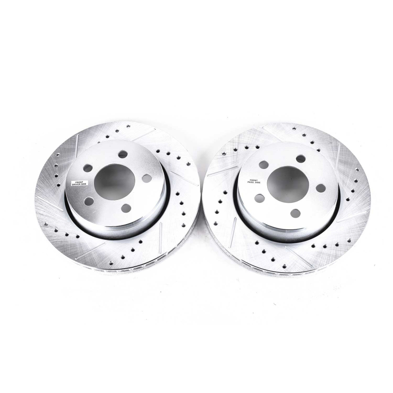 Dodge Nitro Brake Rotors (2) - Front - PowerStop - Evolution Drilled & Slotted Zinc Plated - Silver - `07-`11