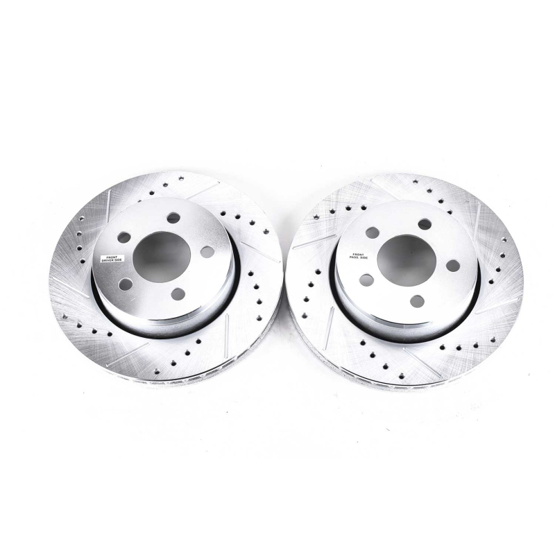 Dodge Nitro Brake Rotors (2) - Front - PowerStop - Evolution Drilled & Slotted Zinc Plated - Silver - `07-`11