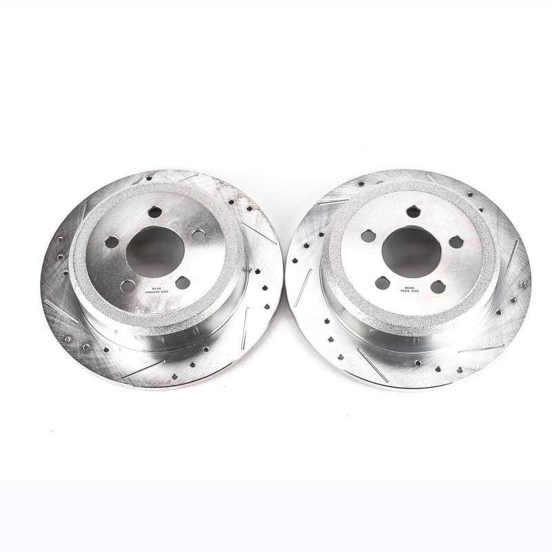 Dodge Nitro Brake Rotors (2) - Rear - PowerStop - Evolution Drilled & Slotted - Silver - `07-`11