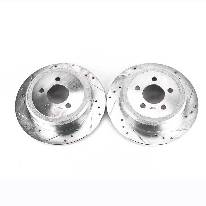 Dodge Nitro Brake Rotors (2) - Rear - PowerStop - Evolution Drilled & Slotted - Silver - `07-`11