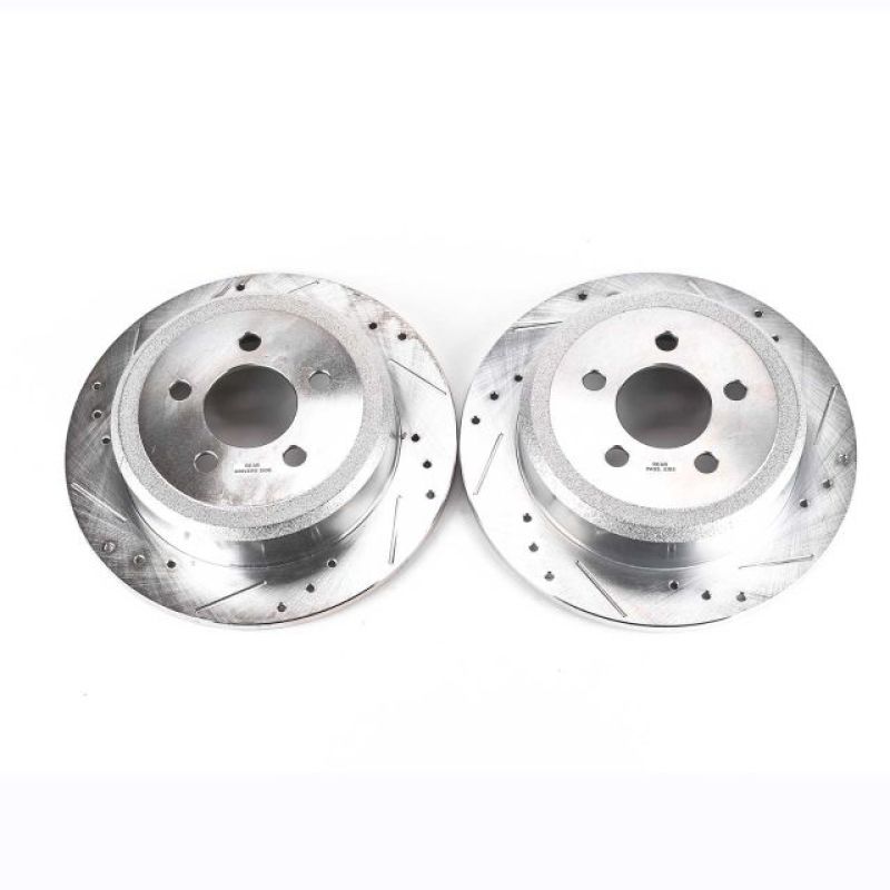 Dodge Nitro Brake Rotors (2) - Rear - PowerStop - Evolution Drilled & Slotted - Silver - `07-`11