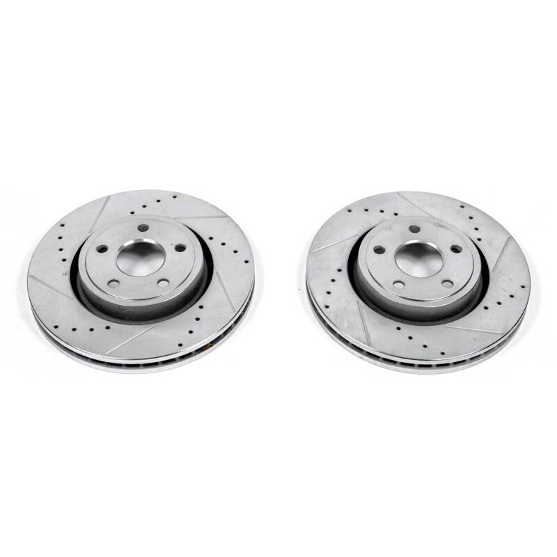 Dodge Durango Brake Rotors (2) - Front - PowerStop - Evolution Drilled & Slotted - Silver - `11-`19