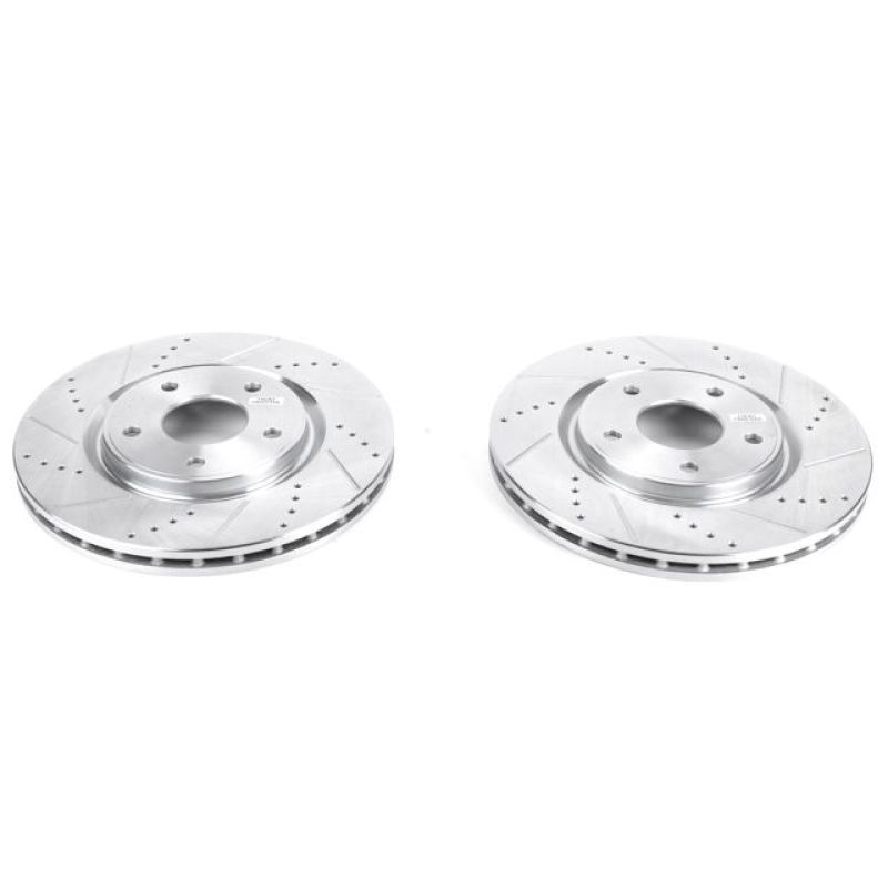 Chrysler Pacifica Brake Rotors (2) - Front - PowerStop - Evolution Drilled & Slotted - Silver - `17-`19