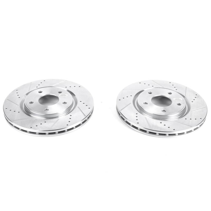 Chrysler Pacifica Brake Rotors (2) - Front - PowerStop - Evolution Drilled & Slotted - Silver - `17-`19