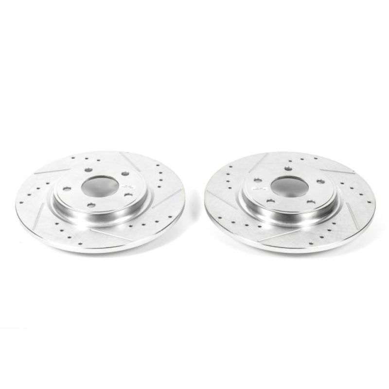 Chrysler Town & Country Brake Rotors (2) - Rear - PowerStop - Evolution Drilled & Slotted - Silver Zinc - `12-`16
