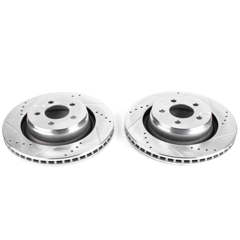 Dodge Nitro Brake Rotors (2) - Front - PowerStop - Evolution Drilled & Slotted - Silver - `09-`11