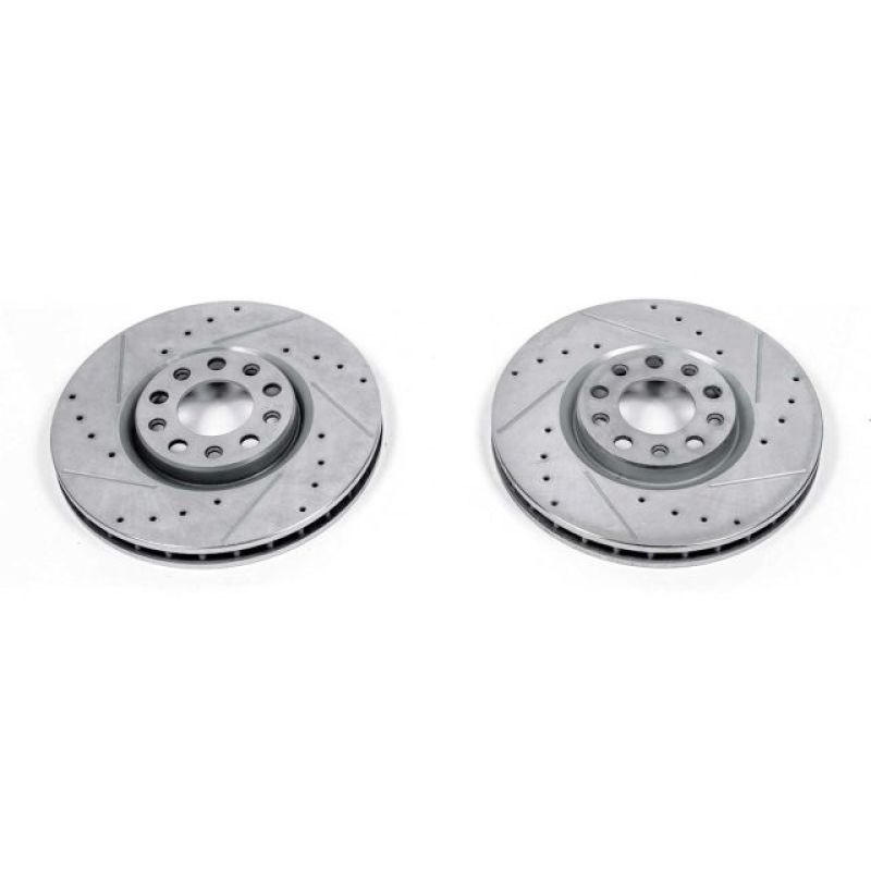 Chrysler 200 Brake Rotor (2) - Front - PowerStop - Evolution Drilled & Slotted - Silver - `15-`17