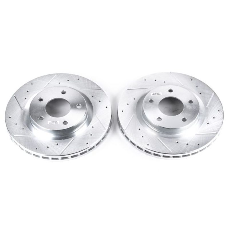 Mitsubishi Outlander Brake Rotor (2) - Front - PowerStop - Evolution Drilled & Slotted - Silver - `07-`19 Mitsubishi Outlander Brake Rotor (2) - Front - PowerStop - Evolution Drilled & Slotted - Silver - `07-`19