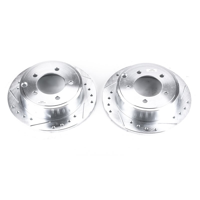 Chrysler Sebring Brake Rotor (2) - Rear - PowerStop - Evolution Drilled & Slotted - Silver - `07-`10