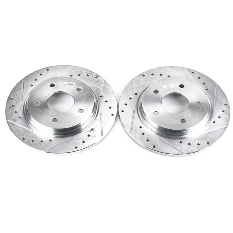 Chrysler Town & Country Brake Rotors (2) - Rear - PowerStop - Evolution Drilled & Slotted - Silver - `08-`16