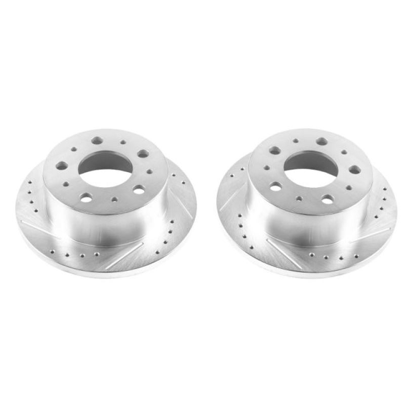 Ram ProMaster 1500 Brake Rotors (2) - Rear - PowerStop - Evolution Drilled & Slotted - Silver - `14-`19