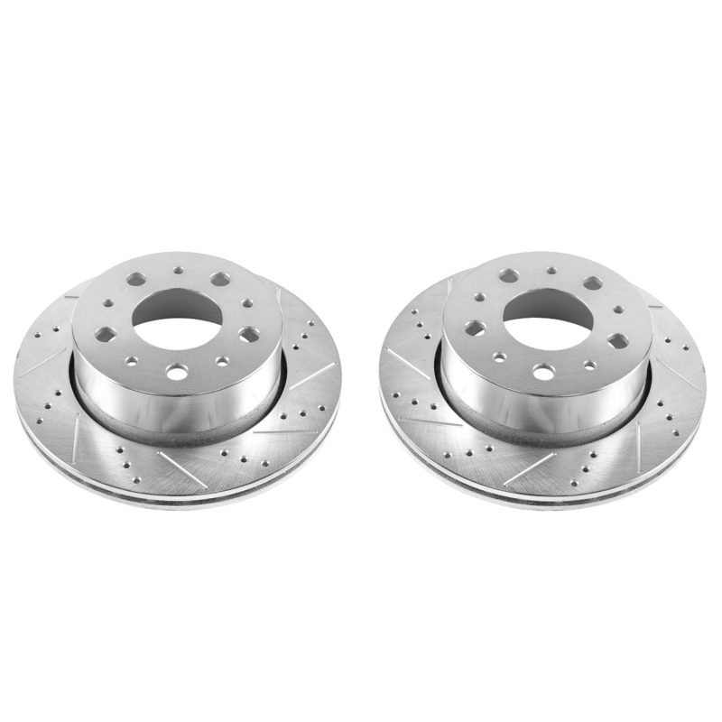 Ram ProMaster 1500 Brake Rotors (2) - Rear - PowerStop - Evolution Drilled & Slotted Zinc Plated - Silver - `14-`19