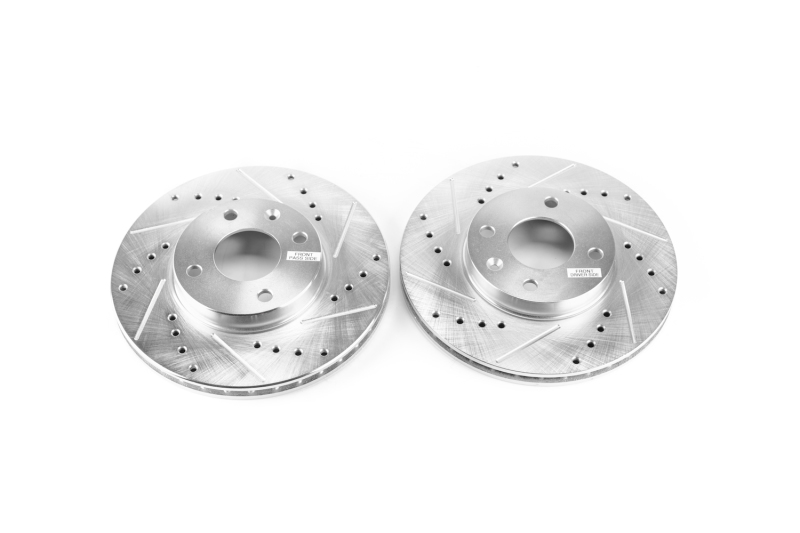 Chevrolet Spark Brake Rotors (2) - Front - PowerStop - Evolution Drilled & Slotted - Silver - `16-`19