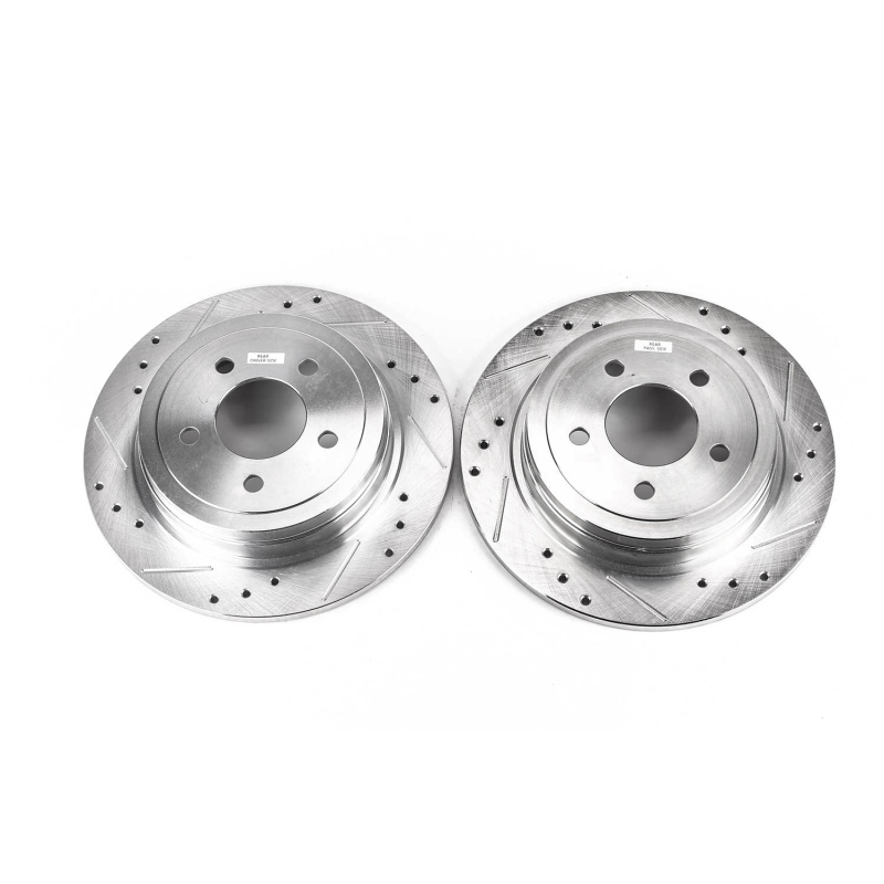 Ford Explorer Sport Brake Rotors (2) - Rear - PowerStop - Evolution Drilled & Slotted - Silver - 2003