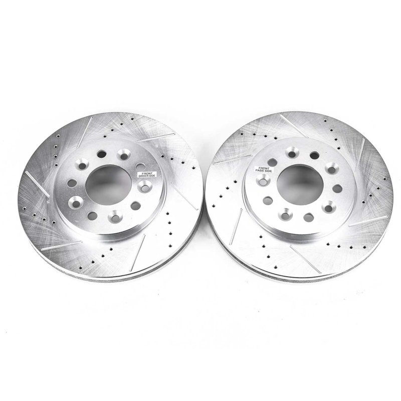 Ford Freestar Brake Rotors (2) - Front - PowerStop - Evolution Drilled & Slotted - Silver - `04-`07