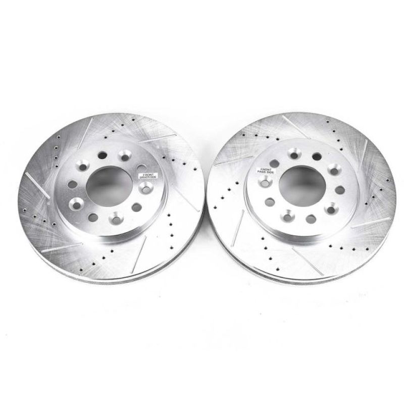 Ford Freestar Brake Rotors (2) - Front - PowerStop - Evolution Drilled & Slotted - Silver - `04-`07