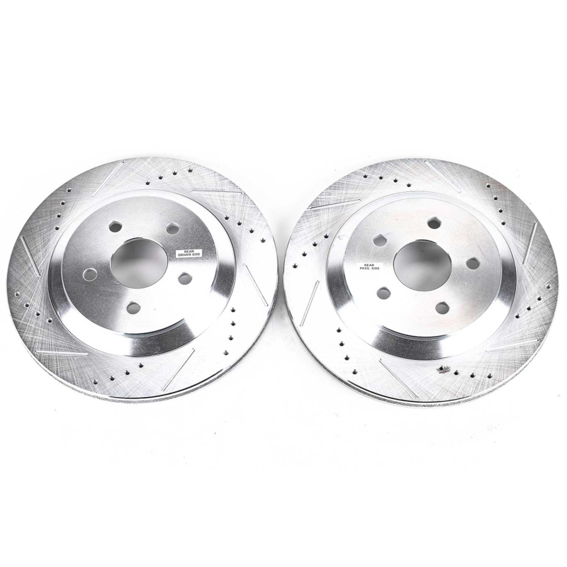 Ford Freestar Brake Rotors (2) - Rear - PowerStop - Evolution Drilled & Slotted Rotors - Silver - `04-`07