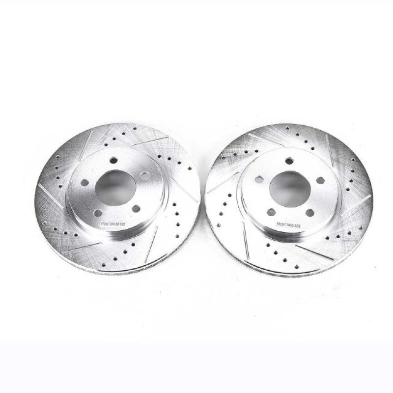 Ford Escape Brake Rotors (2) - Front - PowerStop - Evolution Drilled & Slotted - Silver - `05-`12