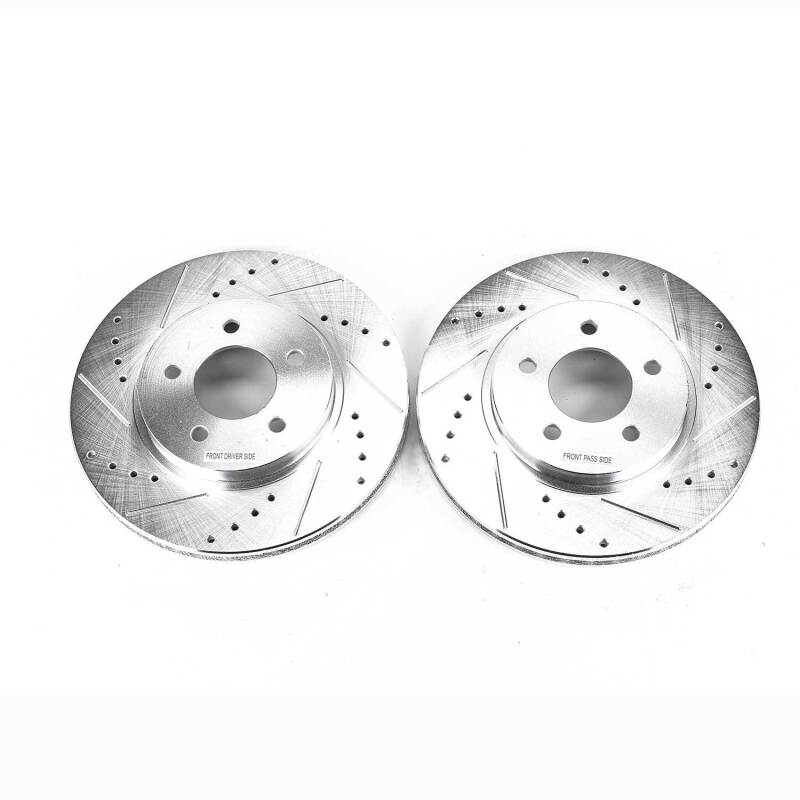 Ford Escape Brake Rotors (2) - Front - PowerStop - Evolution Drilled & Slotted - Silver - `05-`12