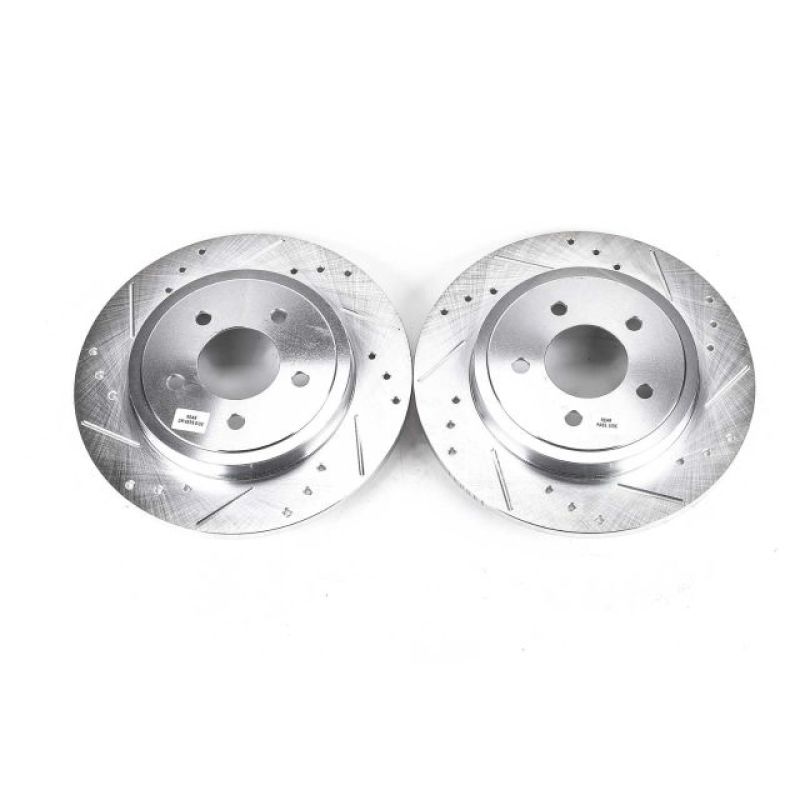 Ford Escape Brake Rotors (2) - Rear - PowerStop - Evolution Drilled & Slotted Rotors - Silver - `05-`08