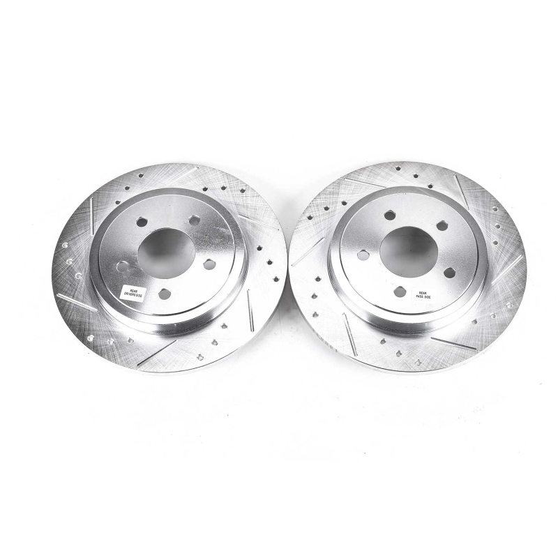 Ford Escape Brake Rotors (2) - Rear - PowerStop - Evolution Drilled & Slotted Rotors - Silver - `05-`08