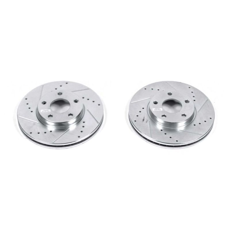 Ford Transit Connect Brake Rotors (2) - Front - PowerStop - Evolution Drilled & Slotted - Silver - `10-`13