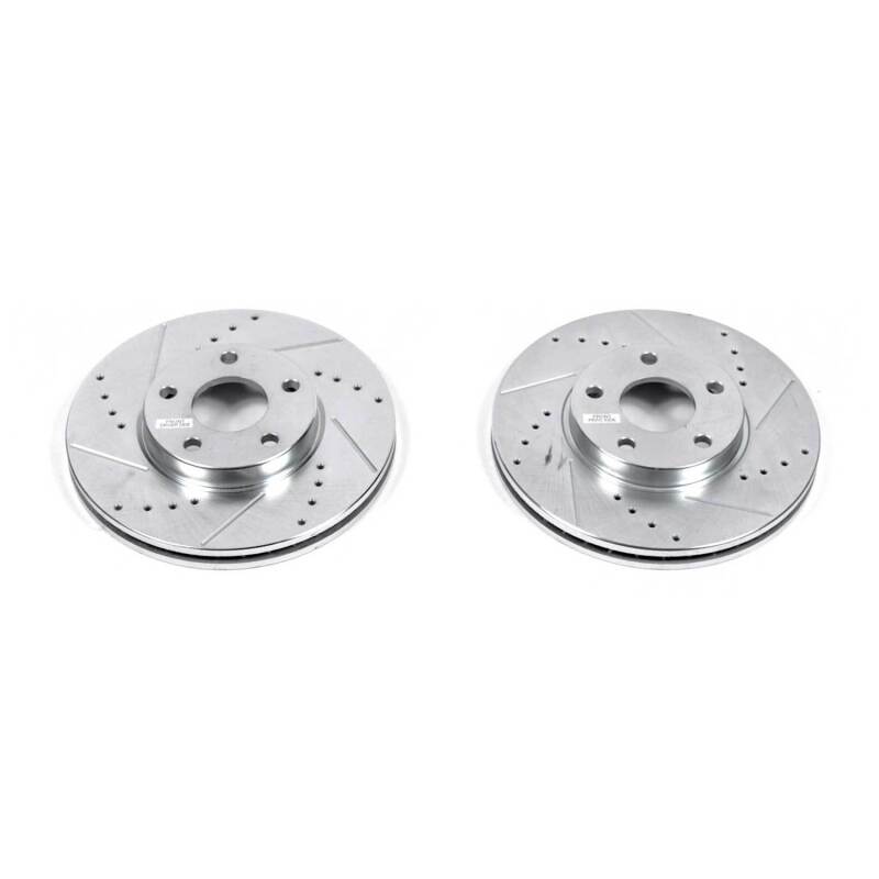 Ford Transit Connect Brake Rotors (2) - Front - PowerStop - Evolution Drilled & Slotted - Silver - `10-`13
