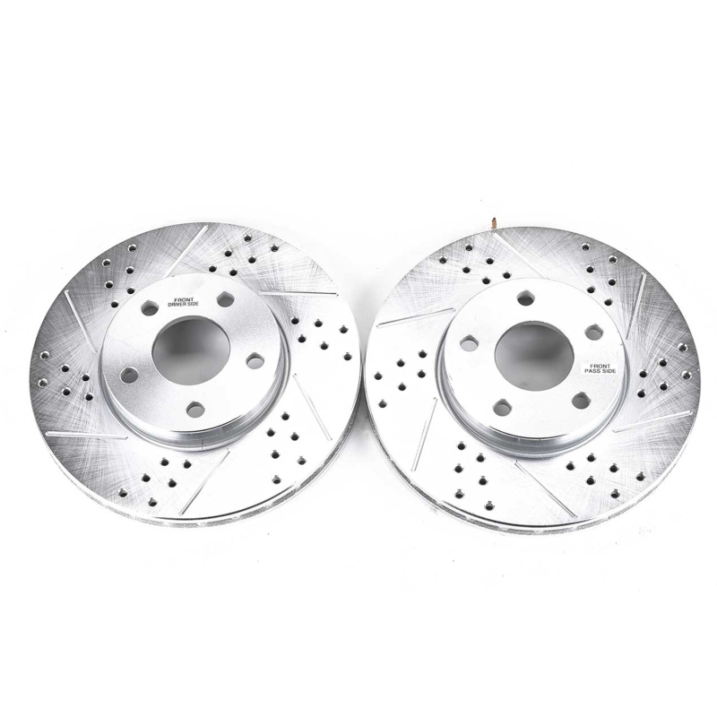 Ford C-Max Brake Rotors (2) - Front - PowerStop - Evolution Drilled & Slotted - Silver - `14-`18