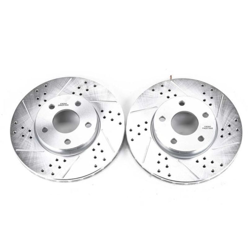 Ford C-Max Brake Rotors (2) - Front - PowerStop - Evolution Drilled & Slotted - Silver - `14-`18 Ford C-Max Brake Rotors (2) - Front - PowerStop - Evolution Drilled & Slotted - Silver - `14-`18