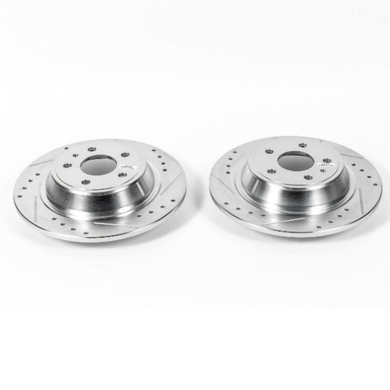 Ford Fusion Brake Rotors (2) - Rear - PowerStop - Drilled & Slotted Evolution - Silver - `13-`19 Ford Fusion Brake Rotors (2) - Rear - PowerStop - Drilled & Slotted Evolution - Silver - `13-`19