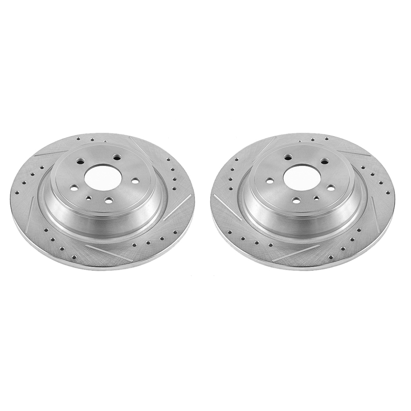 Ford Escape Brake Rotors (2) - Rear - PowerStop - Evolution Drilled & Slotted - Silver - `17-`19