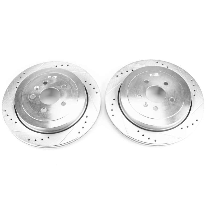 Lincoln MKT Brake Rotors (2) - Rear - PowerStop - Evolution Drilled & Slotted - Silver - `13-`19